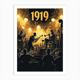 Aihrgdesign A Retro Poster Of A Lively 1919 Jazz Club Featuri F40aa2af 9c09 4e52 9309 Bcd455773fbc 0 Art Print