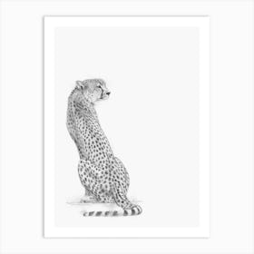 Cheetah Handrawn Black And White Art Print