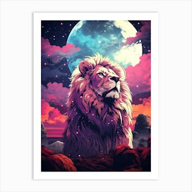 Lion In The Night Sky Art Print