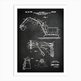 Excavator Print, Excavator Patent, Construction Print, Excavator Blueprint, Excavator Art, Excavator Poster, Boys Room Print, Digger, Cc3361 Art Print