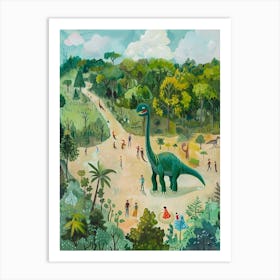 Dinosaur In The Park Painting Art Print