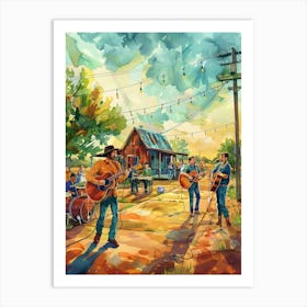 Storybook Illustration Live Music Scene Austin Texas  2 Art Print