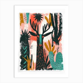 Cactus Deer Art Print