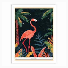 Greater Flamingo Portugal Tropical Illustration 3 Poster Art Print