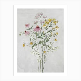 Multicolor Flower Bouquets Floral Botanical Art Print