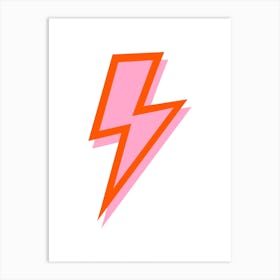 Pink and Orange Double Lightning Bolt Art Print