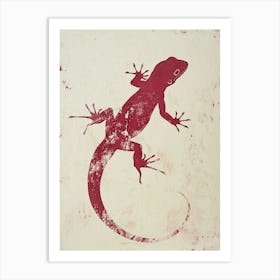 Magenta Golden Gecko Block Print 3 Art Print