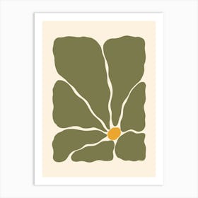 Abstract Flower 02 - Muted Green Art Print