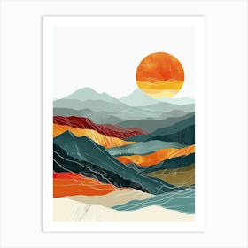 Sunset In The Mountains, Sweden Art Print