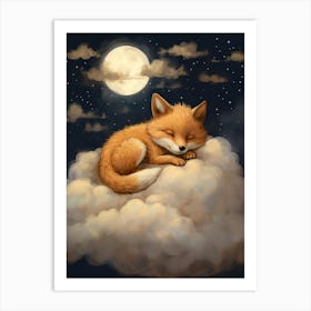 Baby Fox 10 Sleeping In The Clouds Art Print