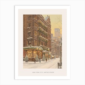 Vintage Winter Poster New York City Usa 5 Art Print