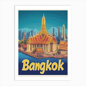 Aihrgdesign A Retro Travel Poster For Bangkok 2 Art Print