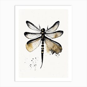 Black Saddlebags Dragonfly Minimalist Watercolour 1 Art Print
