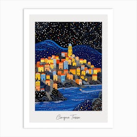 Poster Of Cinque Terre, Italy, Illustration In The Style Of Pop Art 1 Art Print