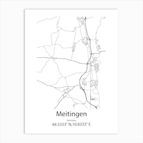 Meitingen,Germany Minimalist Map Art Print