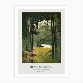 Henri Rousseau  Style Wild Cats Collection White Botanical 2 Art Print