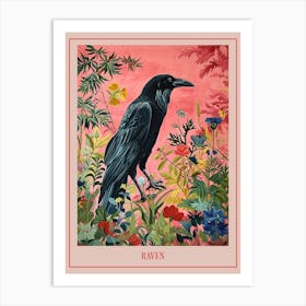 Floral Animal Painting Raven 4 Poster Art Print