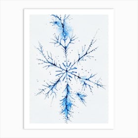 Stellar Dendrites, Snowflakes, Minimalist Watercolour 4 Art Print