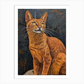 Somali Cat Relief Illustration 4 Art Print