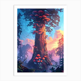 Tree With Mushrooms Art Print