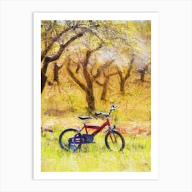 Bicycle In The Almond Grove Art Print