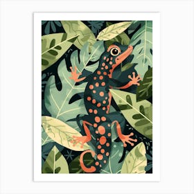 Forest Green Moorish Gecko Abstract Modern Illustration 1 Art Print