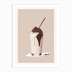 Chocolate Milkshake Dairy Food Minimal Line Drawing Art Print