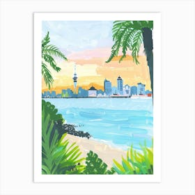 Travel Poster Happy Places Auckland 4 Art Print