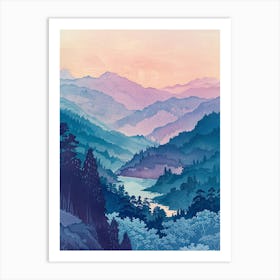 Kiso Valley Japan 4 Retro Illustration Art Print