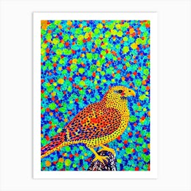 Falcon Yayoi Kusama Style Illustration Bird Art Print
