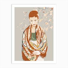Woman With Scarf Art Print