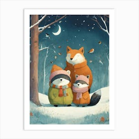 Family Of Foxes Art Print