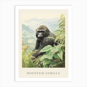 Beatrix Potter Inspired  Animal Watercolour Mountain Gorilla 1 Art Print