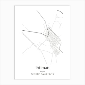 Ihtiman,Bulgaria Minimalist Map Art Print