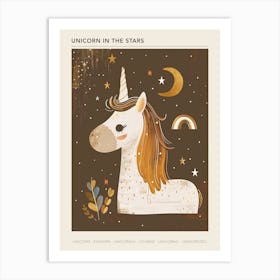 Unicorn & Stars Muted Pastels 2 Poster Art Print