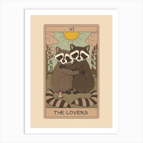 The Lovers   Raccoons Tarot Art Print