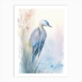 Blue Heron Aerial View Gouache 1 Art Print