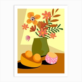 Flower on the Table Mid Century Art Print