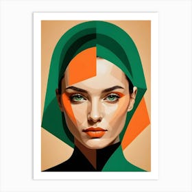Geometric Woman Portrait Pop Art (8) Art Print