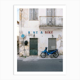 Rent A Bike (Blue moped) Art Print