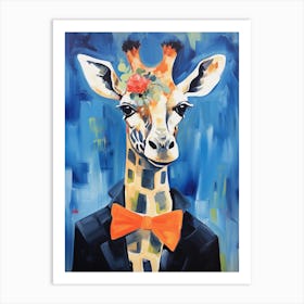 Girafe In A Suit Painting Art Print