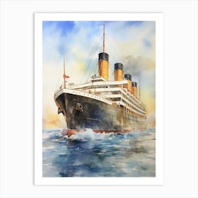 Titanic Family Boarding Watercolour 1 Art Print