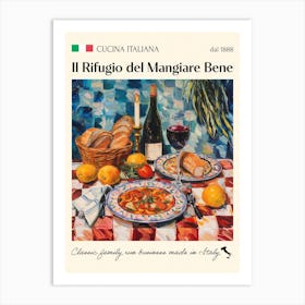 Il Rifugio Del Mangiare Bene Trattoria Italian Poster Food Kitchen Art Print