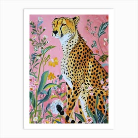 Floral Animal Painting Cheetah 2 Art Print