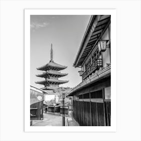 Historic Kyoto With Yasaka Pagoda In Monochrome Art Print