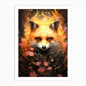 Fox In Flames Art Print