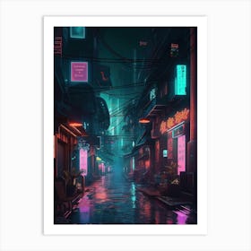 Neon City Hd Wallpaper Art Print