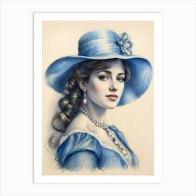 Blue Hat 1 Art Print