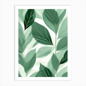 Tropical Leaves vector art, Charm of Green and white, 1268 Art Print