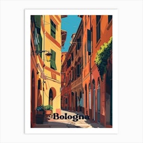 Bologna Italy Street Digital Travel Illustration Art Print